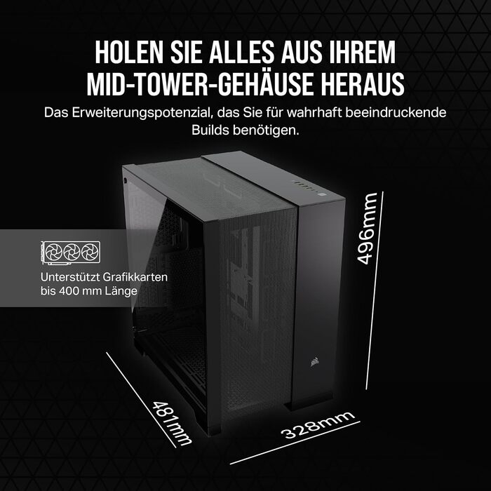 Корпус ПК CORSAIR 6500D Airflow: Mid-Tower ATX, без вентиляторів, чорний