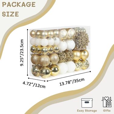 86 шт. прикраси для ялинки SY CRAFT: ялинкові кулі, сніжинки, подарункові пакети (золотий)