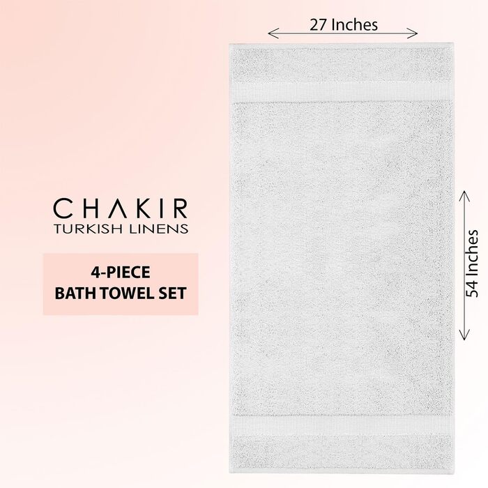 Набір розкішних рушників Chakir Turkish Linens з турецької бавовни, готельна якість, 6 предметів (2 великі, 2 середні, 2 маленькі), сріблясто-сірий