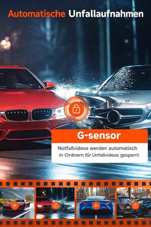 Відеореєстратор E-YEEGER 3-канальний 4K + 1080P + 1080P з Wi-Fi, 32GB карта, нічна зйомка, G-сенсор, паркування - чорний