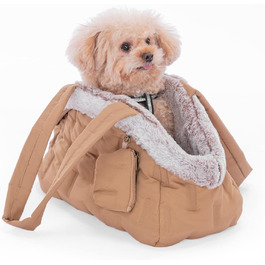 Сумочка для собак, переноска для цуценят, переноска для маленьких собак, сумочка для годування, 40x20x24 см, хакі, каррі