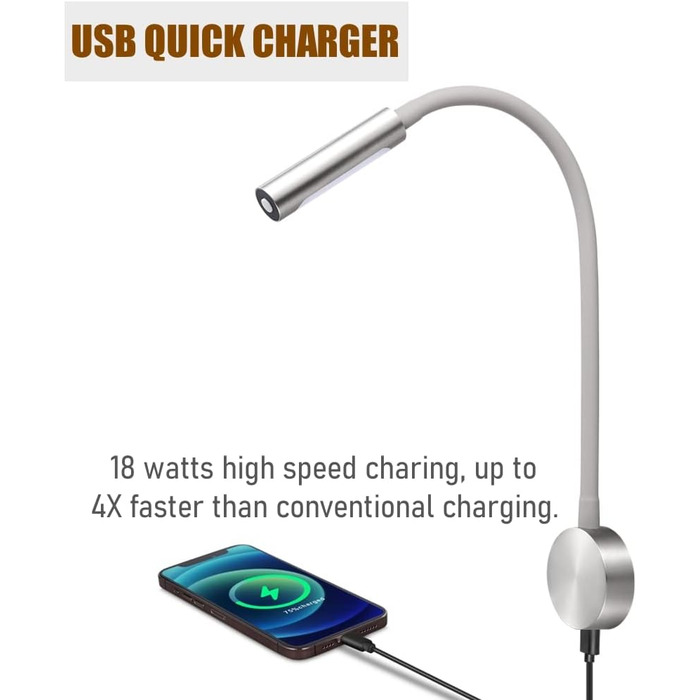 Світлодіодна лампа для кемпера Acegoo 12V/24V з USB зарядкою, червоним нічником, димуванням та гнучким кронштейном