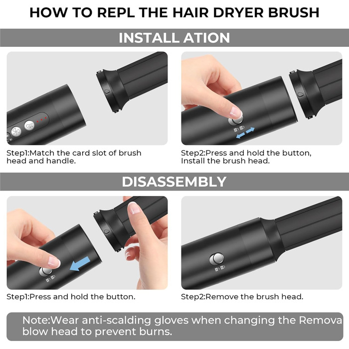 UKLISS Airstyler Pro 7-в-1: фен, стайлер, локони, випрямлення. Без екстремального нагріву, чорний/білий золотий