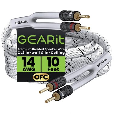 Акустичний кабель GEARit 14 AWG (2 x 2,50 мм²) з позолоченими роз'ємами-бананами, безкиснева мідь (OFC), білий, 3 м