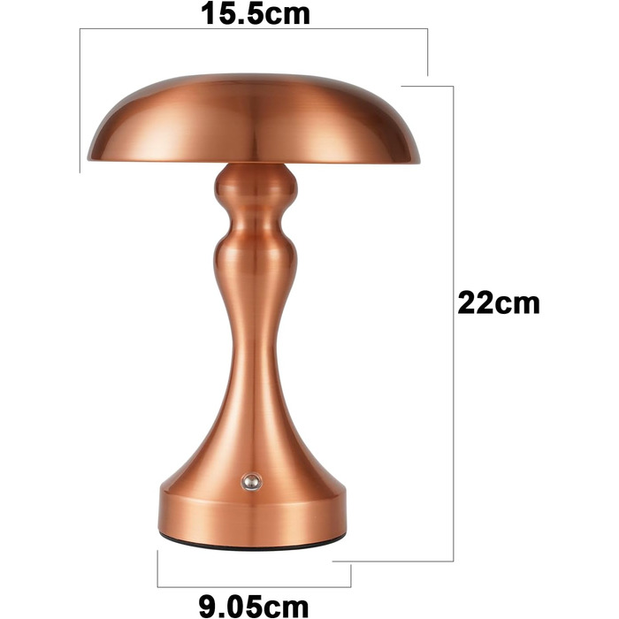 Бездротова настільна лампа з LED-підсвічуванням, сенсорне керування, регулювання яскравості, вінтажний стиль, USB-зарядка, нічник для спальні/вітальні (червоно-бронзова, 2 шт.)