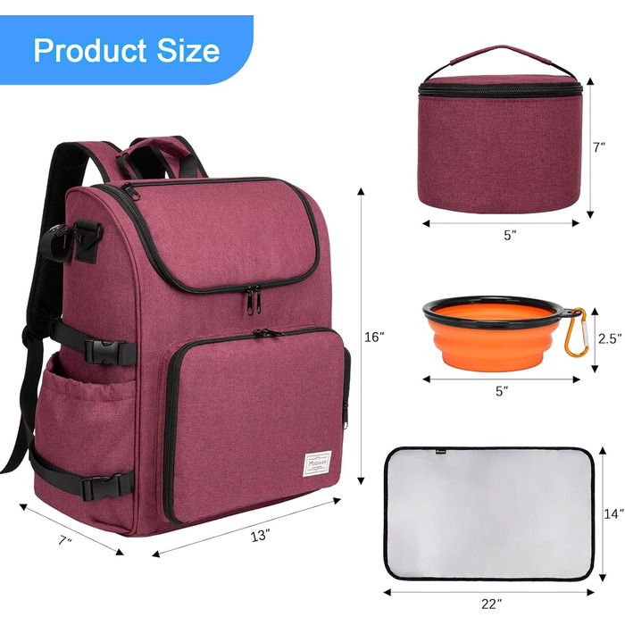 Модерна переноска для собак та котів Modoker, відповідна стандартам авіаперевезень, з органайзером, зручним плечовим ременем, контейнерами для корму та складаними мисками (Рожевий)