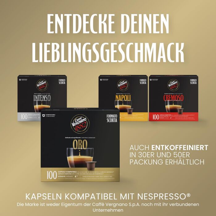 Капсули для кавомашин Nespresso Caffè Vergnano 1882 Oro, 100 шт