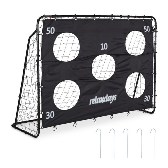 Relaxdays Black Football Goal with Goal Post