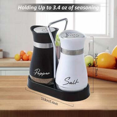 Набір солі та перцю: скляні та нержавіючі солі та перечниці для кухні, подорожей, BBQ. Чорний та білий колір.