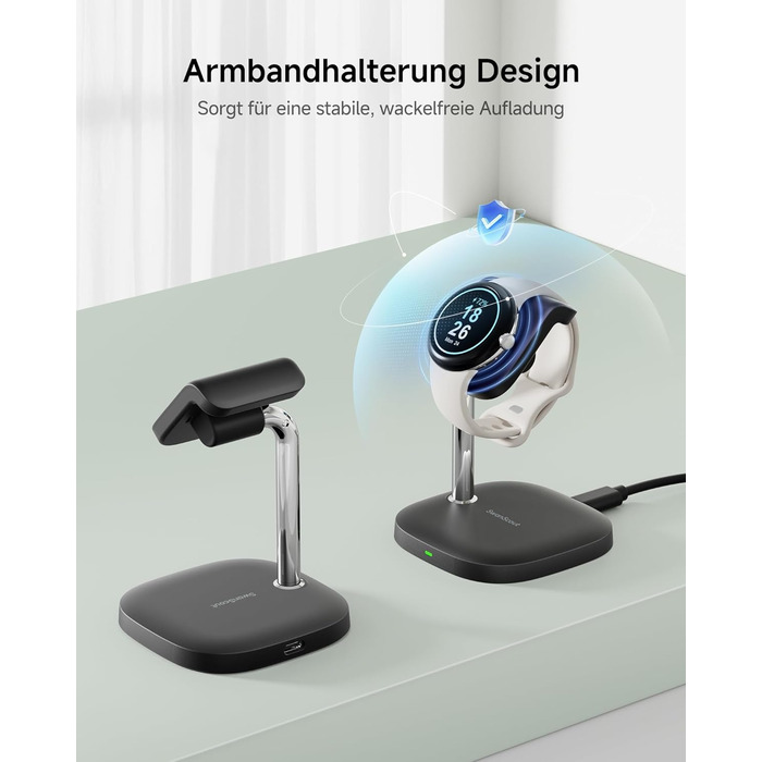 Зарядний пристрій SwanScout 505G2 для Google Pixel Watch 3/2 (не для Pixel Watch 1), магнітний зарядний пристрій, чорний