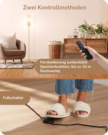 LED торшер Edishine для вітальні та спальні, 165 см, з пультом, диммування, 3 колірні температури (3000K-6000K), золото, E27