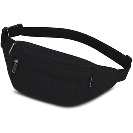 Чоловіча та жіноча поясна сумка на пояс, водонепроникна, для спорту, подорожей, кемпінгу, бігу, велосипеда (чорна)