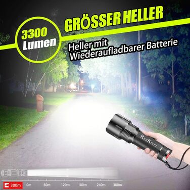 LED ліхтар надпотужний 3300 люмен, ручний, з регулюванням фокусу для кемпінгу, туризму та активного відпочинку