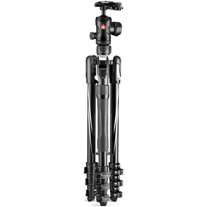 Компактний дорожній штатив Manfrotto Befree Advanced Aluminium з кулястою головкою та важелем блокування для DSLR та бездзеркальних камер, чорний (2-in-1 Twist)