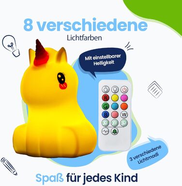 Unicorn Night Light Large – Rechargeable Night Lamp with Tap Function & Remote Control – for Babies and Children – Baby Lamp & Kids Lamp – for Nursery, Children's Room & as a Children's Toy
