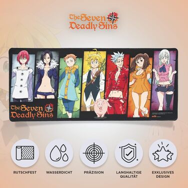 Килимок для миші геймерський XXL Grupo Erik Seven Deadly Sins - аніме, манга, нековзкий, водовідштовхувальний