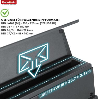 Поштовий ящик Floordirekt Jean Anthrazit з газетницею, кришкою та замком, антрацит