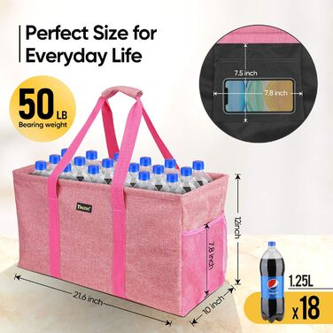 BALEINE Extra Large Multi-Purpose Tote Bag with Wire Frame for Storage (22