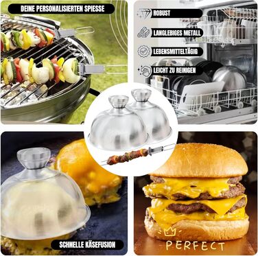 Набір для приготування Smash Burger: прес, сплескач, 2 кришки для плавлення, лопатка та шампури для гриля – подарунок для чоловіків та любителів гриля (6 шт, коричневий)