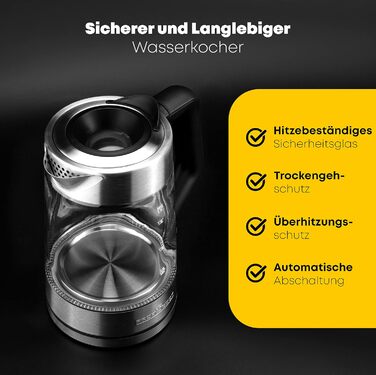 Скляний електричний чайник ProfiCook PC-WKS 1190 G | 1.7 л, 2200 Вт | З підсвічуванням, автоматичне відключення