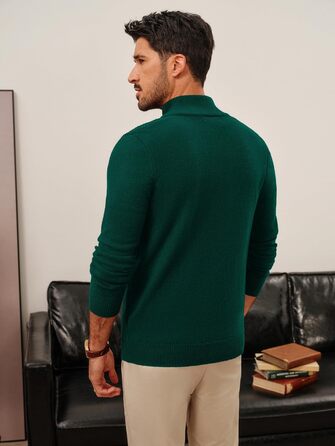 Кардиган чоловічий PJ PAUL JONES з блискавкою та стоячим коміром, грубий в'язання (S, Зелений)