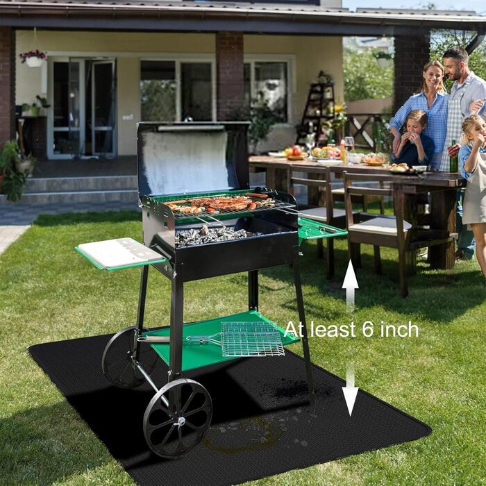 Вогнетривкий килимок підкладка 100х150 см зі скловолокна та силікону для гриля, каміна та барбекю, захисна підстилка для підлоги та газону