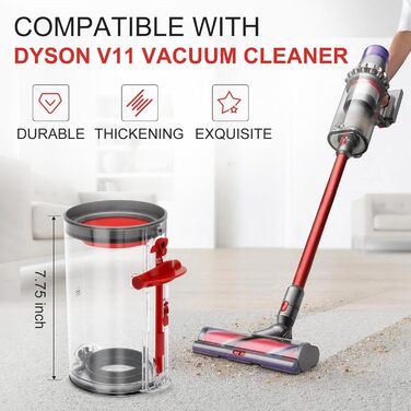 Transparent Dust Collector Bin for Dyson V11, V15, SV14, SV15, SV22 - HEPA Filter Included, Replacement Parts & Accessories