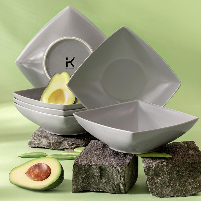 Сервіз Konsimo для 6 осіб: 18-ти частинний набір тарілок EPIRI - сучасний сервіз з кераміки сірого кольору