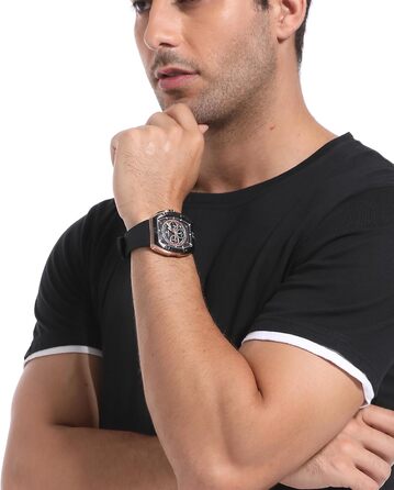 Чоловічий годинник-хронограф на кварцовому механізмі з японським годинниковим механізмом, 5ATM, корпус з нержавіючої сталі, ремінець з силікону (чорний)