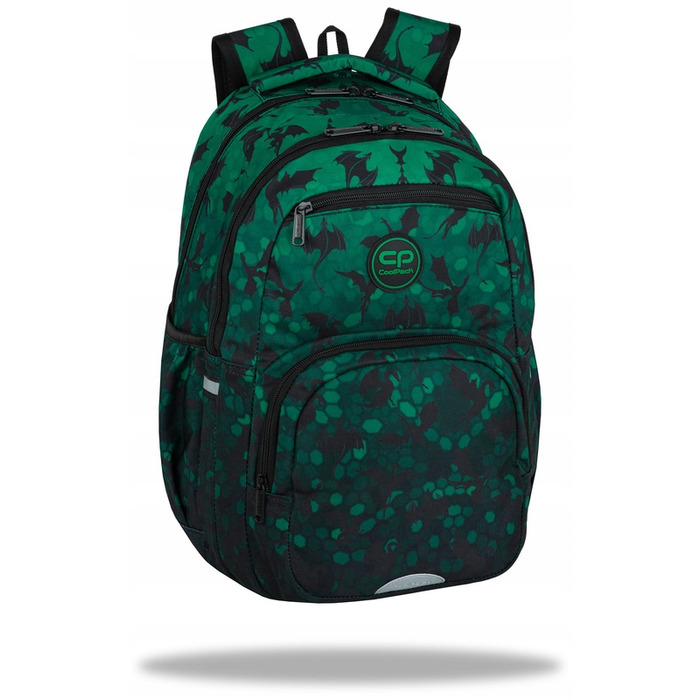 Багатовідсіковий шкільний рюкзак CoolPack, чорно-зелений, 26 л