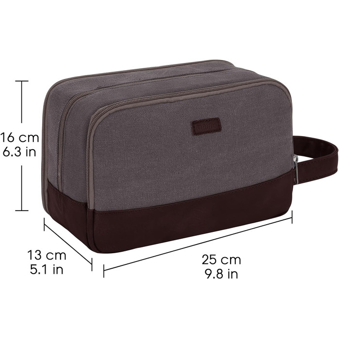 Чоловіча дорожня косметичка WANDF з канвасу, водонепроникна, веганська шкіра, для туалетних аксесуарів (зелена, тауп)