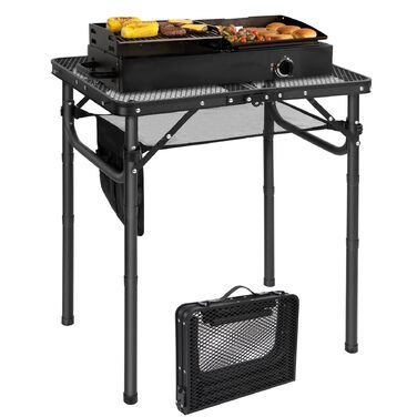 Складний стіл для кемпінгу REDCAMP 60x40 см для пікніка, BBQ, приготування їжі - легкий, алюмінієвий, з регульованими ніжками, чорний