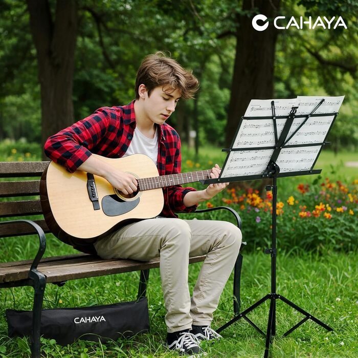 Металевий портативний підставка для нот CAHAYA CY0204 чорна - регульована, 2-в-1 з сумкою