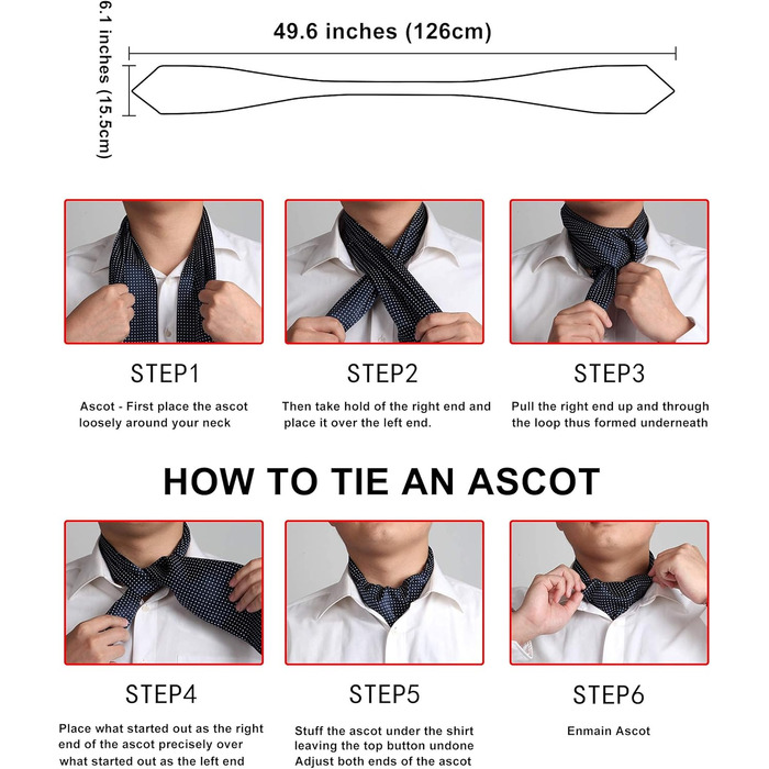 HISDERN Шовковий краватко-шарф чоловічий Paisley для весілля, Ascot, краватка-хустинка, білий, універсальний розмір. Комплект з кишеньковим хустинкою для бізнесу.