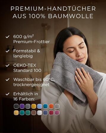 Набір махрових рушників 50x100 см, 100% бавовна, 600 г/м², Oeko-TEX, коричневі, 8 шт.
