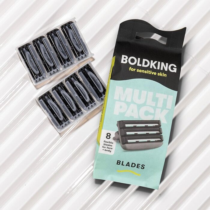 Смінні леза для гоління Boldking Sensitiv, 8 шт. — набір лез для чоловіків з чутливою шкірою, сірі