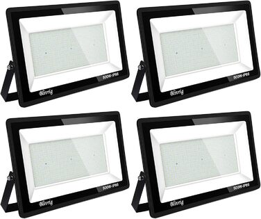Bright LED Floodlight Outdoor, Warm White, Outdoor Floodlight, Super Bright 10000LM Floodlight, Outdoor Spotlight IP66 Waterproof, 3000K Outdoor Spotlight, Warm Floodlight for Garden, Garage, Yard (Warm White) (4pcs Warm White, 500W)