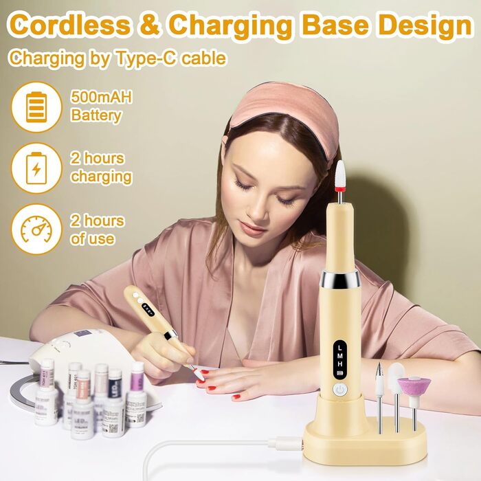 Електрична машинка для манікюру та педикюру - Фрезер для нігтів з набором свердел, 35000 об/хв