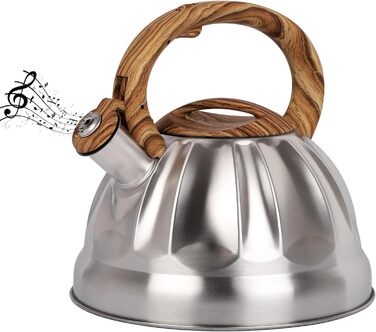 Чайник Belle Vous 3л з нержавіючої сталі для плити/індукції - білий текстурований, для чаю/кави