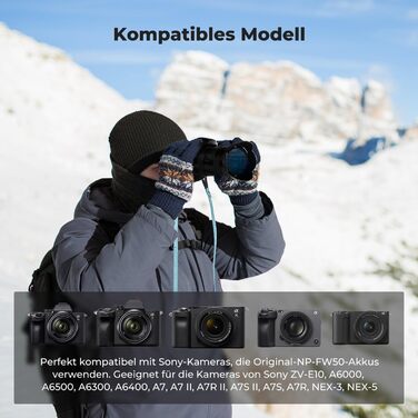 Зарядний пристрій та акумулятор K&F Concept NP-FW50 (2 шт.) для Sony (1100mAh)