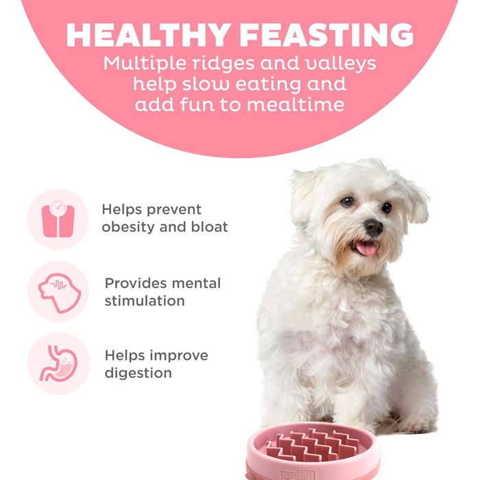 Миска для собак Outward Hound Fun Feeder, велика, рожева - уповільнює харчування, запобігає здуттям, нековзна миска для води та корму