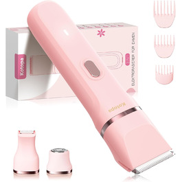 Електричний тример для інтимної зони для жінок 3-в-1, для бікіні, обличчя та тіла, бездротовий, водонепроникний, для чутливої шкіри (білий/рожевий)