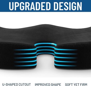 Подушка для сидіння Everlasting Comfort: ергономічна, з Memory Foam для офісу, авто та дому. Підходить для офісного крісла та автосидіння. Зручна, знімний водонепроникний чохол, нековзна основа. Чорна.