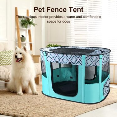 Клітка-манеж для цуценят та домашніх тварин, 70x55x40 см, водовідштовхуюча, для собак, кроликів, котів та морських свинок, для дому та вулиці (зелене решітка)