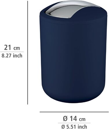 Кошик для косметики та смітника у ванну WENKO Brasil L, 6.5 л, з гойданковим кришкою, ударостійкий пластик, BPA-free, темно-синій