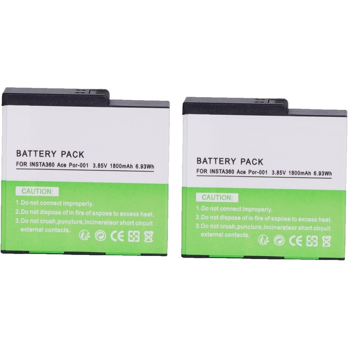 2 батареї Insta360 2800mAh з зарядним пристроєм USB-C, сумісні з Insta360 Action Camera, включаючи Micro SD картки (ACE)