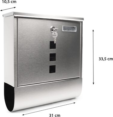 Поштовий ящик Grafner Design з газетницею, сталь, замок (2 ключі), 3 вікна, кутовий, монтажний комплект