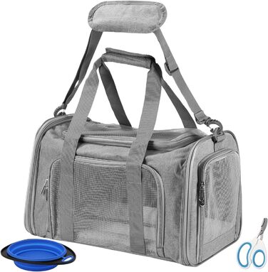 Транспортна переноска для кота та собаки, складана, сірого кольору (L)