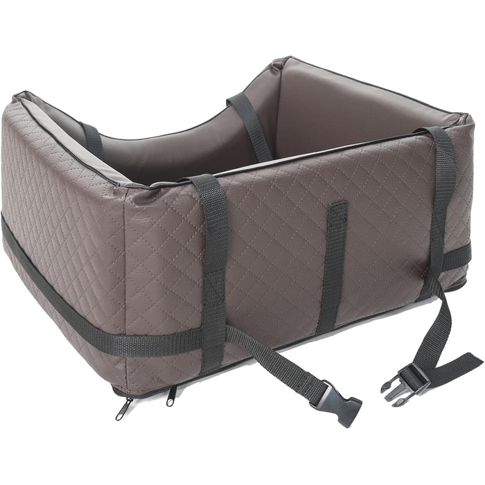 Автомобільний лежак для собак Mayaadi-Home з штучної шкіри, 65x55x25 см, коричневий