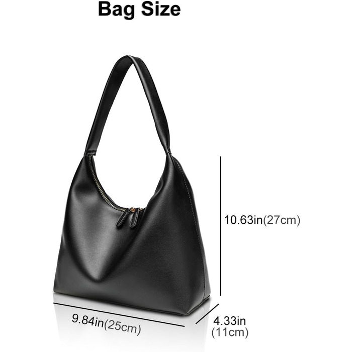 Сумка жіноча Hobo Bag з м'якої PU шкіри чорного кольору, велика сумка-тоут на плече для офісу та подорожей, вінтажний стиль